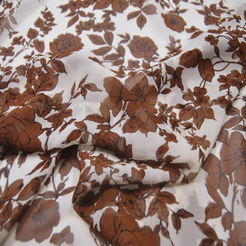 Brown Flower Floral Breathable Soft 100% Pure Silk Georgette Fabric for Women Nice Elegant Clothes Scarf Dress
Brown Flower Floral Breathable Soft 100% Pure Silk Georgette Fabric for Women Nice Elegant Clothes Scarf Dress