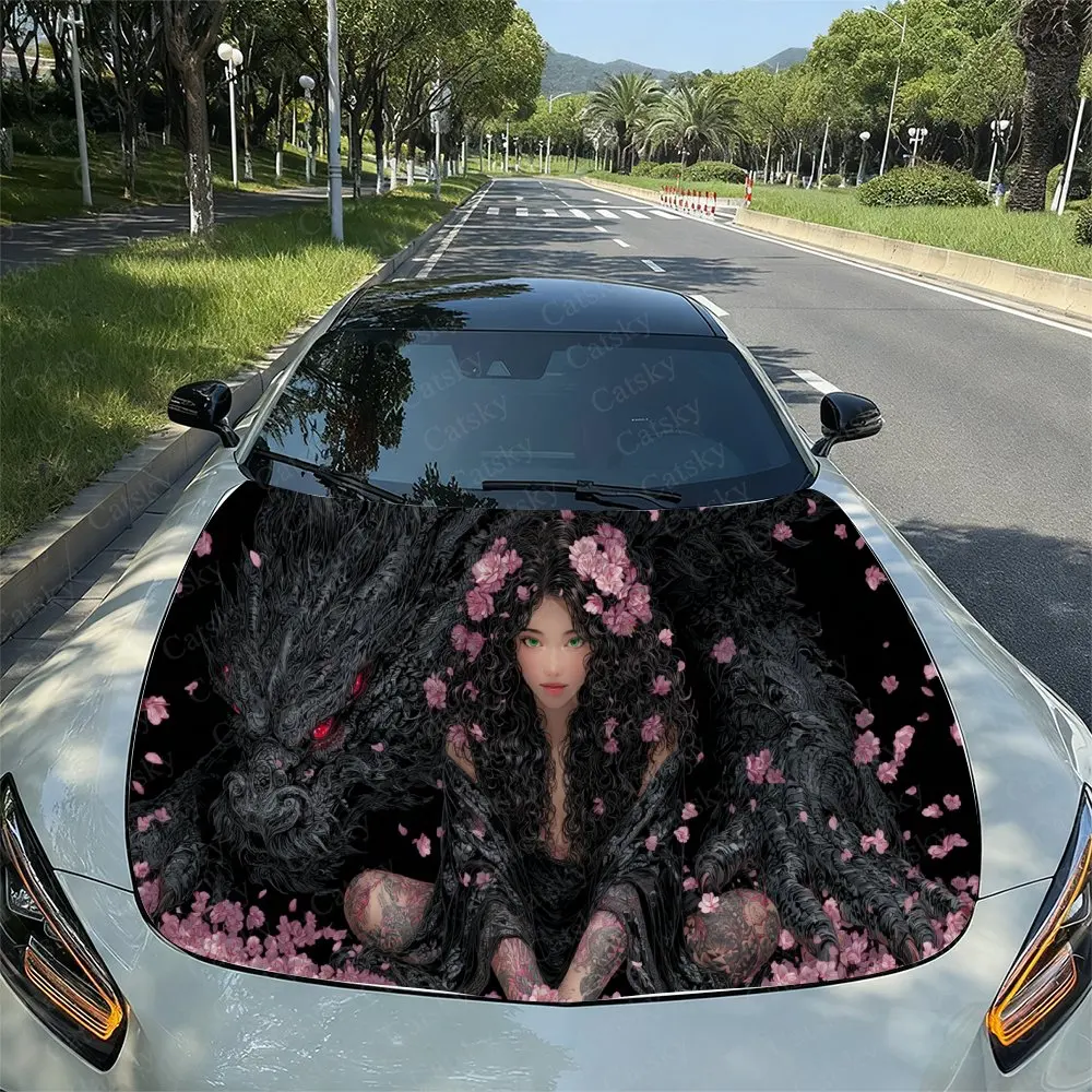 Black Dragon Cherry Blossom Goddess Car Vinyl Wrap, PVC Waterproof Car Hood Sticker, Self-Adhesive Scratch-Resistant Stickers
Black Dragon Cherry Blossom Goddess Car Vinyl Wrap, PVC Waterproof Car Hood Sticker, Self-Adhesive Scratch-Resistant Stickers