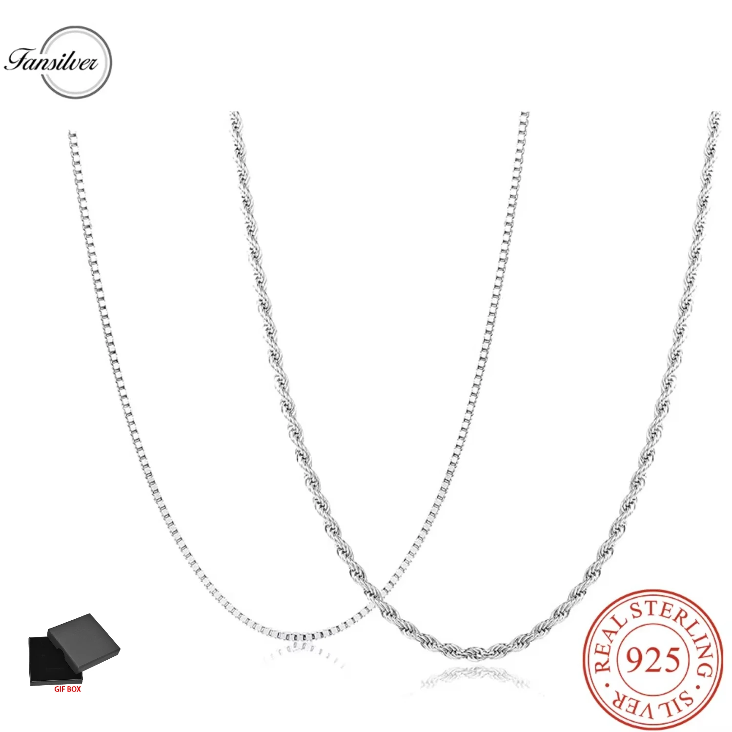 Fansilver 2 Pcs 925 Sterling Silver Necklace 1mm Thin Box Rope Chain for Women Men Sterling Silver Chain Necklace
Fansilver 2 Pcs 925 Sterling Silver Necklace 1mm Thin Box Rope Chain for Women Men Sterling Silver Chain Necklace