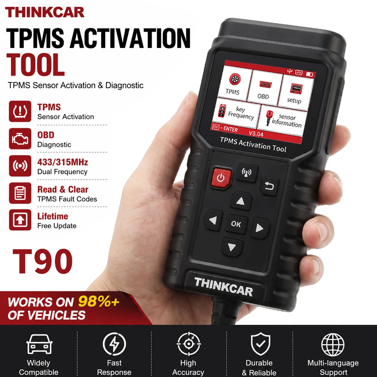 Car Tire Pressure Sensor Service THINKCAR T90 TPMS Programmer Car Tire Pressure Diagnosis Tool TPMS Sensor Service Tool
Car Tire Pressure Sensor Service THINKCAR T90 TPMS Programmer Car Tire Pressure Diagnosis Tool TPMS Sensor Service Tool