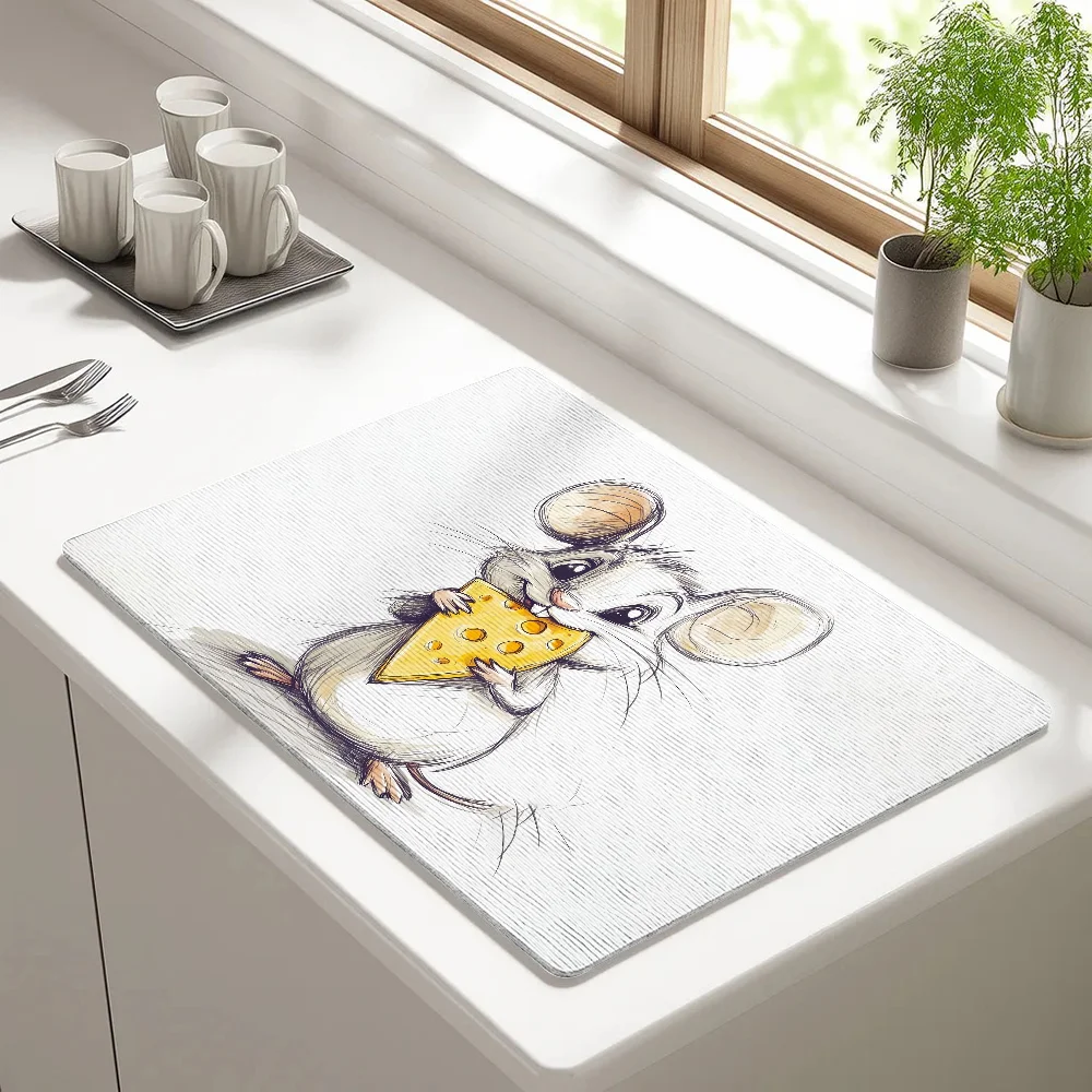 Cute Animal Sketch Mouse Draining Pad Drying Mat For Kitchen Bar Coffee Dishes Rubber Quick Drying Water Absorbent Anti-slip Mat
Cute Animal Sketch Mouse Draining Pad Drying Mat For Kitchen Bar Coffee Dishes Rubber Quick Drying Water Absorbent Anti-slip Mat