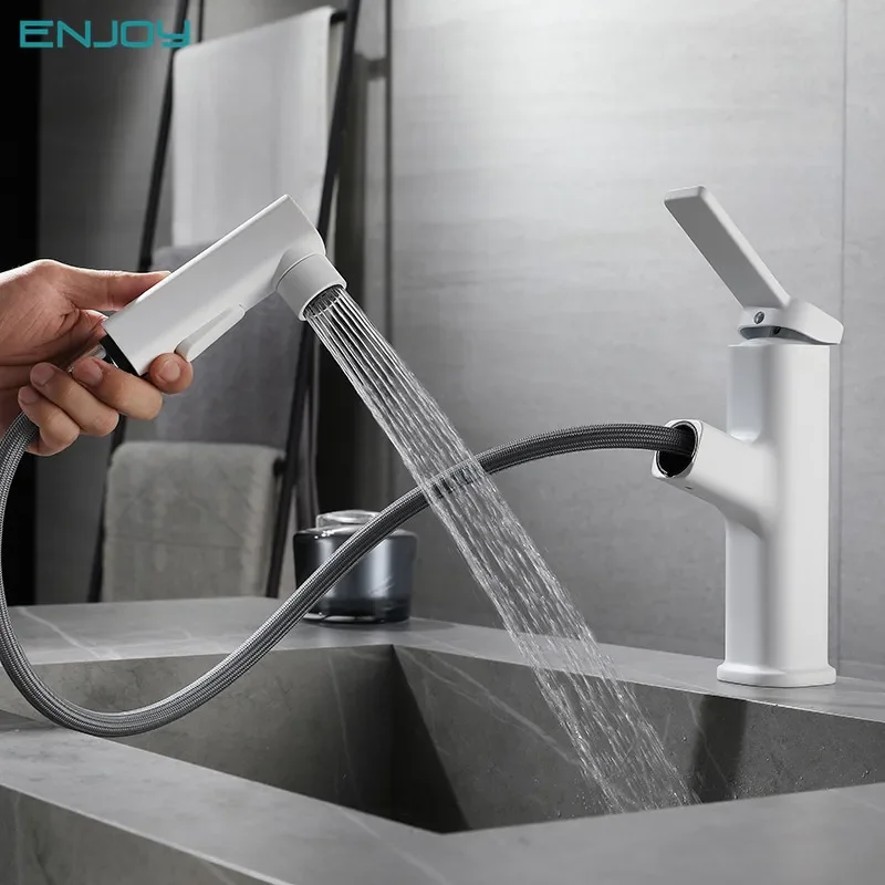 White Square Hot and Cold Pull Faucet Brass Bathroom Washbasin Top Dispensing Basin Faucet Household
White Square Hot and Cold Pull Faucet Brass Bathroom Washbasin Top Dispensing Basin Faucet Household