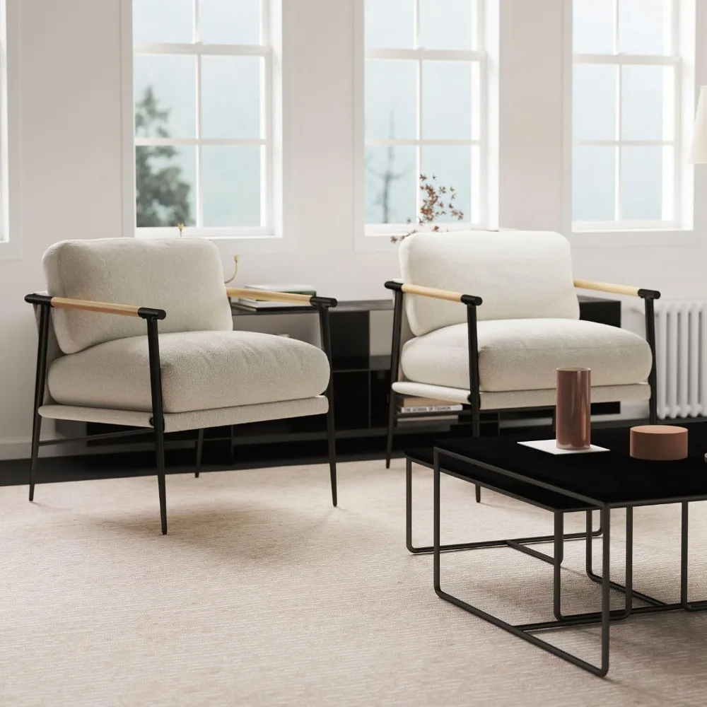 Upgraded Mid Century Sherpa Accent Chairs Set of 2, Ultra Soft Living Room Chairs with Metal Legs Modern Armchairs
Upgraded Mid Century Sherpa Accent Chairs Set of 2, Ultra Soft Living Room Chairs with Metal Legs Modern Armchairs