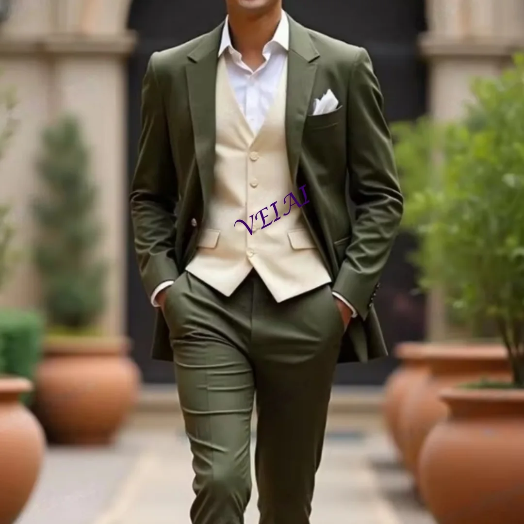 CustomizedArmy Green And Beige Men Suit Formal Occasion Groom Groomsman Wedding Party Prom Male Tuxedos 3 Piece Set Blazer Vest
CustomizedArmy Green And Beige Men Suit Formal Occasion Groom Groomsman Wedding Party Prom Male Tuxedos 3 Piece Set Blazer Vest
