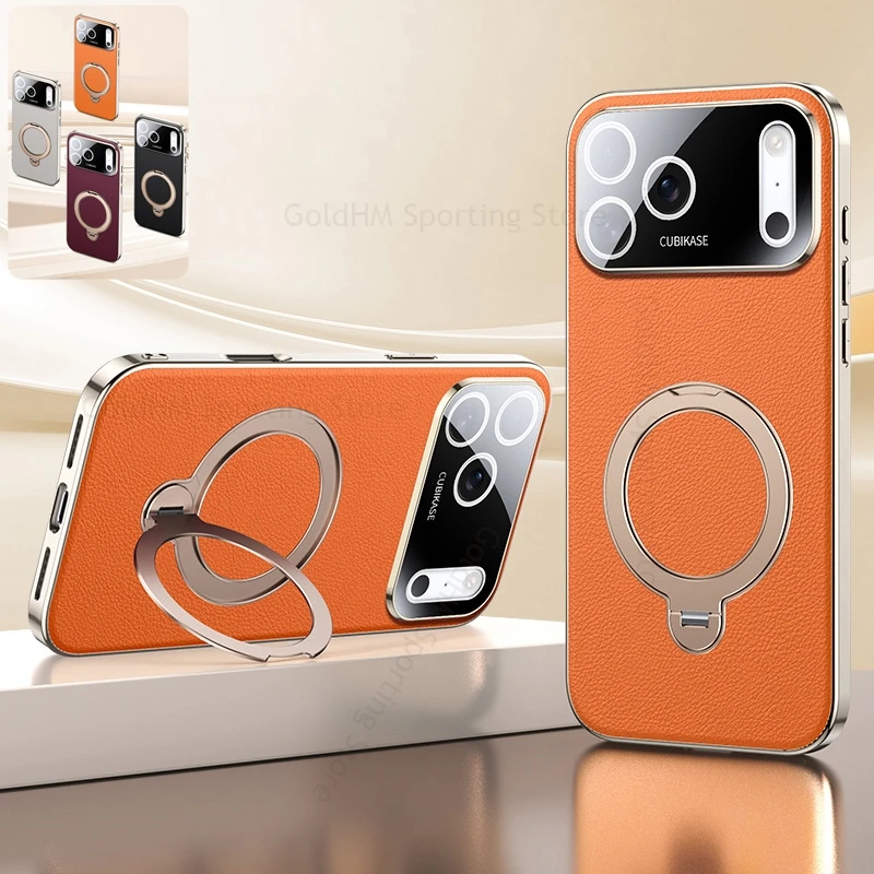 Metal Ring Holder Stand Leather Case For iPhone 17 Pro Max Plating Soft Bumper Shockproof Cover For Apple 17 Air 15 14 16 17Pro
Metal Ring Holder Stand Leather Case For iPhone 17 Pro Max Plating Soft Bumper Shockproof Cover For Apple 17 Air 15 14 16 17Pro