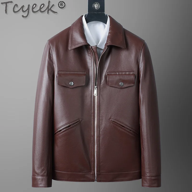 Tcyeek Genuine Leather Man Jackets Cowhide Coats Spring Autumn Clothes Motocycle Jackets New Leather Coat Jaqueta De Couro 2024
Tcyeek Genuine Leather Man Jackets Cowhide Coats Spring Autumn Clothes Motocycle Jackets New Leather Coat Jaqueta De Couro 2024