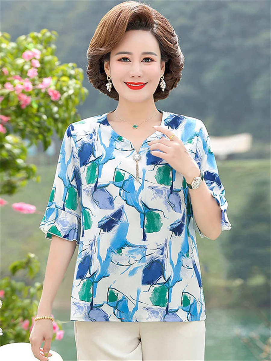 4XL Women Spring Summer Blouses Shirts Lady Fashion Casual Short Sleeve V-Neck Collar Flower Printing Blusas Tops TT2421
4XL Women Spring Summer Blouses Shirts Lady Fashion Casual Short Sleeve V-Neck Collar Flower Printing Blusas Tops TT2421