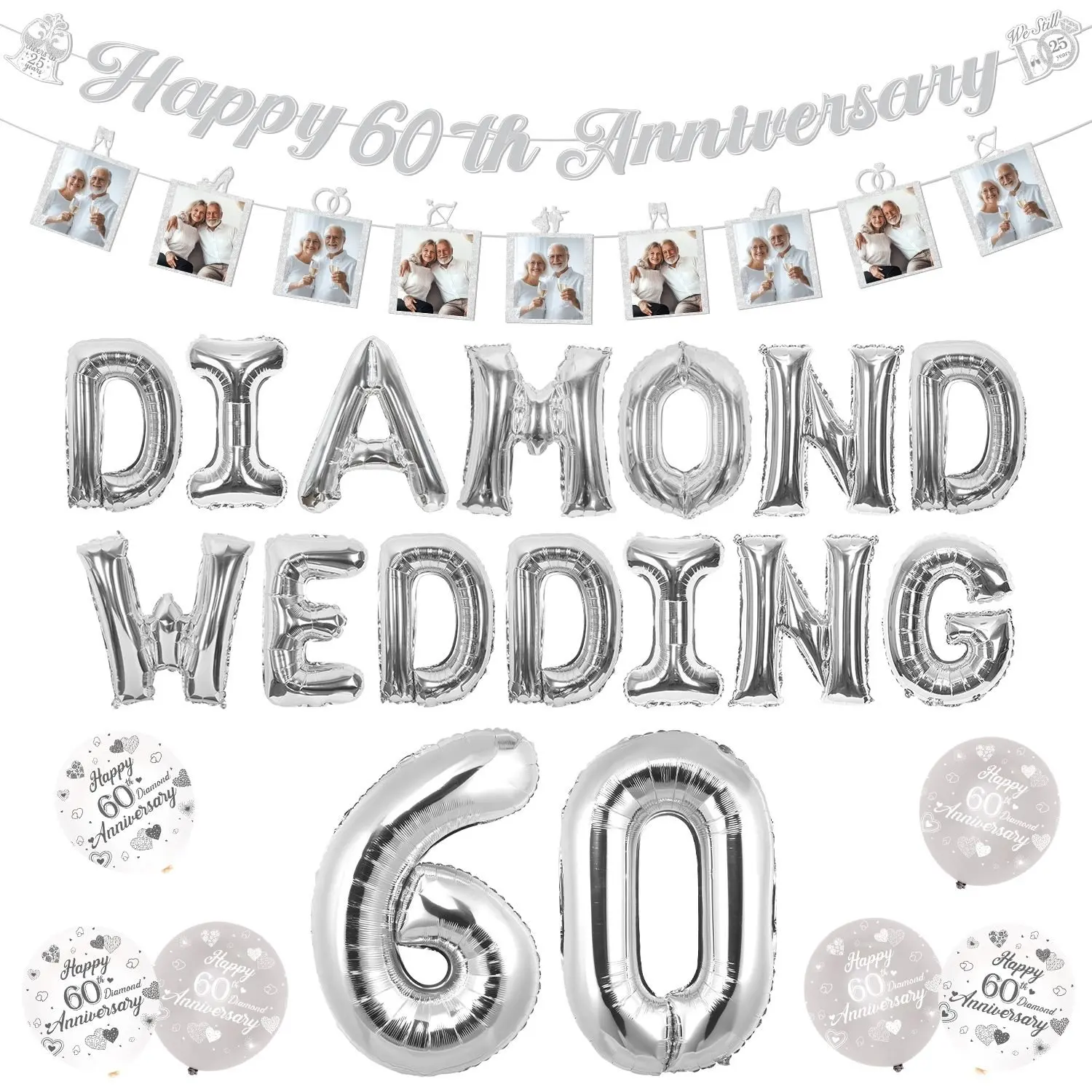 Украшения на 60-й годовщину свадьбы, 60-я бриллиантовая свадебная шаля, баннер на годовщину и фотобаннер, мы все еще годы
Украшения на 60-й годовщину свадьбы, 60-я бриллиантовая свадебная шаля, баннер на годовщину и фотобаннер, мы все еще годы