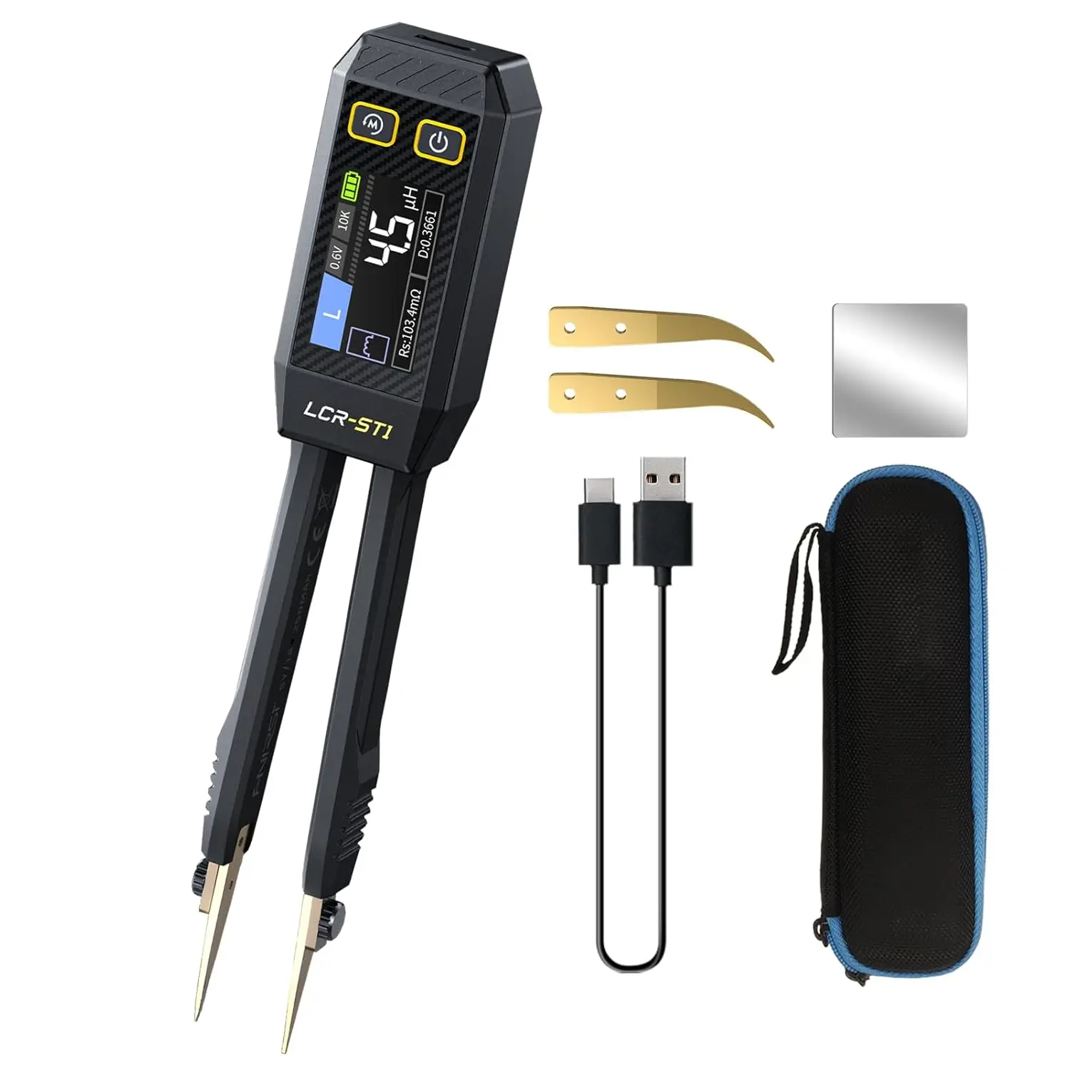 LCR-ST1 10KHz LCR Meter Tweezer, Mini Smart SMD Tester, ESR Meter, Multimeter, Capacitance Inductance Continuity Diode Tester
LCR-ST1 10KHz LCR Meter Tweezer, Mini Smart SMD Tester, ESR Meter, Multimeter, Capacitance Inductance Continuity Diode Tester