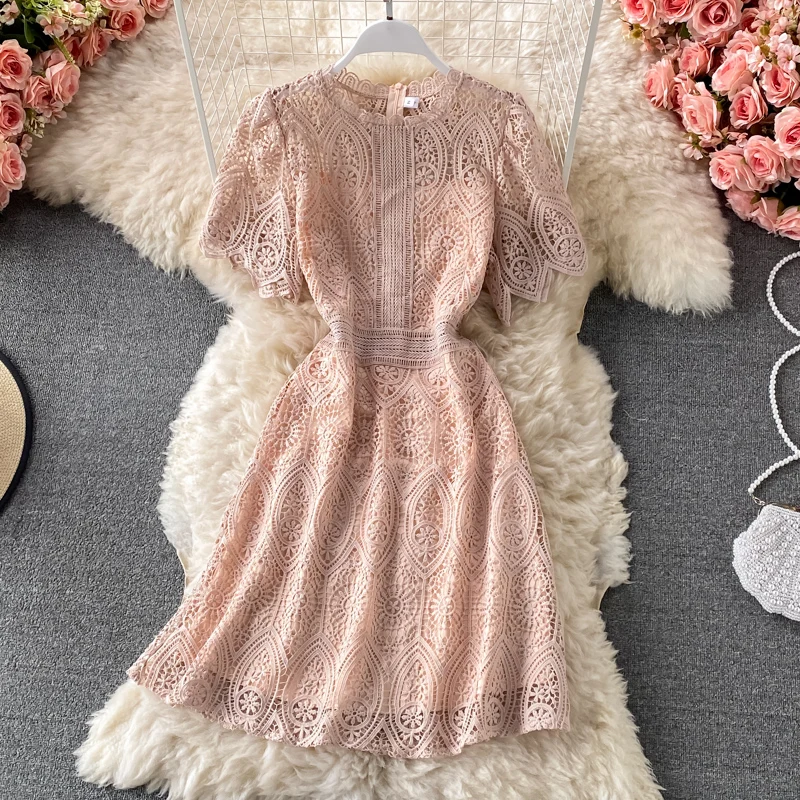 Summer Clothing High Waist Women Chic Female O Neck Hollow Out Lace Ladies Vestido Fashion A Line Elegant Casual Party Dress
Summer Clothing High Waist Women Chic Female O Neck Hollow Out Lace Ladies Vestido Fashion A Line Elegant Casual Party Dress
