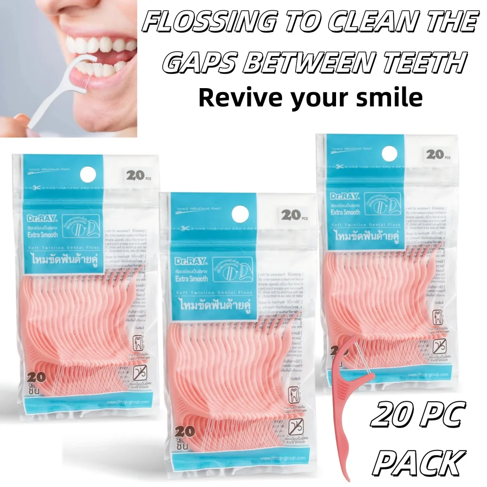 20Pcs Double Lines Disposable Dental Floss Sticks - Portable Dental Floss Sticks Must be Carried When Going Out And home-based
20Pcs Double Lines Disposable Dental Floss Sticks - Portable Dental Floss Sticks Must be Carried When Going Out And home-based