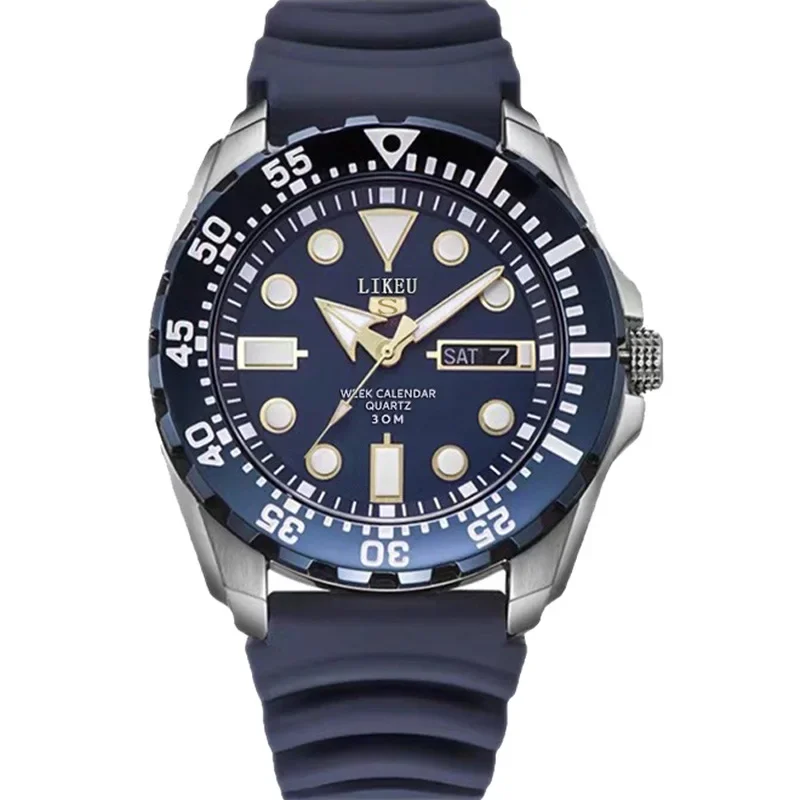 Men Diving Quartz Watch, 30M Waterproof Week Date Display Blue Rubber Strap Sports Wristwatch
Men Diving Quartz Watch, 30M Waterproof Week Date Display Blue Rubber Strap Sports Wristwatch