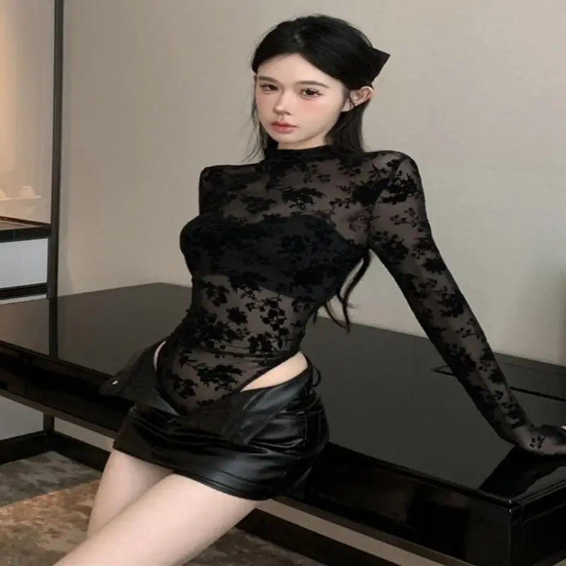 Pullover Half High Neck Women Bodysuit Tops Flocking for Women Spring Autumn Slimming Stretchy Long Sleeve Slightly Fashion
Pullover Half High Neck Women Bodysuit Tops Flocking for Women Spring Autumn Slimming Stretchy Long Sleeve Slightly Fashion