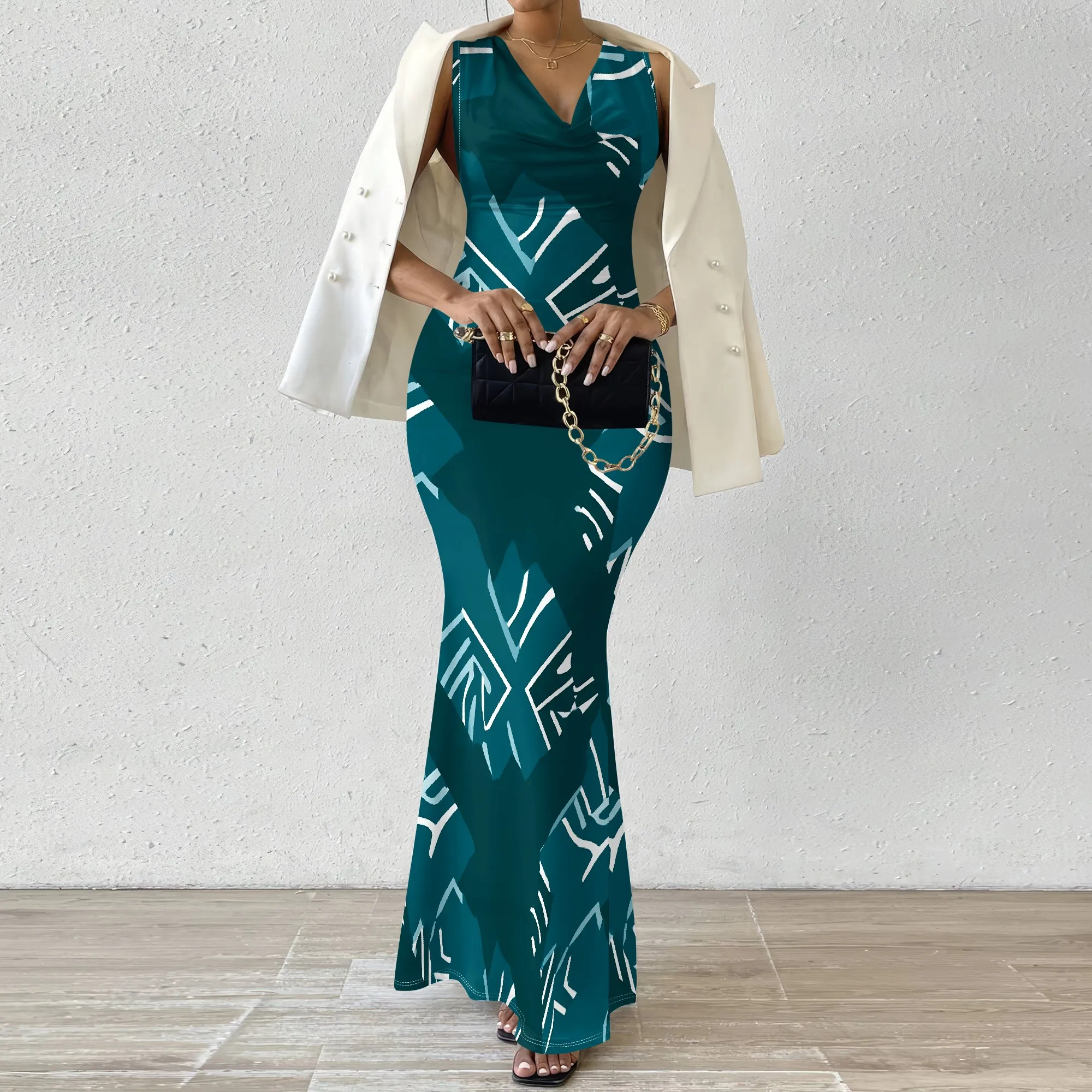 Women’s Geometric Print Maxi Dress XS-XXL Sleeveless V-Neck Slim Fit Elegant Long Dress Summer Vacation Cocktail Party 2025 New
Women’s Geometric Print Maxi Dress XS-XXL Sleeveless V-Neck Slim Fit Elegant Long Dress Summer Vacation Cocktail Party 2025 New
