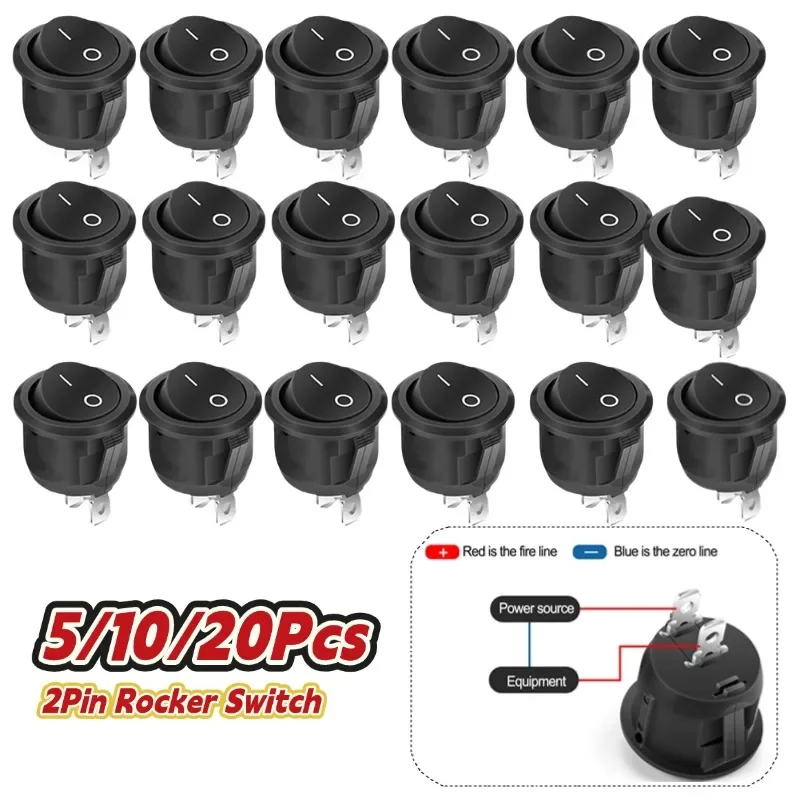 5/10/20Pcs Round Rocker Switch DC 12V 20A On-Off 2Pin Toggle Switch 6A/250VAC 10A/125VAC For Car Truck Boat Lamp Switch
5/10/20Pcs Round Rocker Switch DC 12V 20A On-Off 2Pin Toggle Switch 6A/250VAC 10A/125VAC For Car Truck Boat Lamp Switch