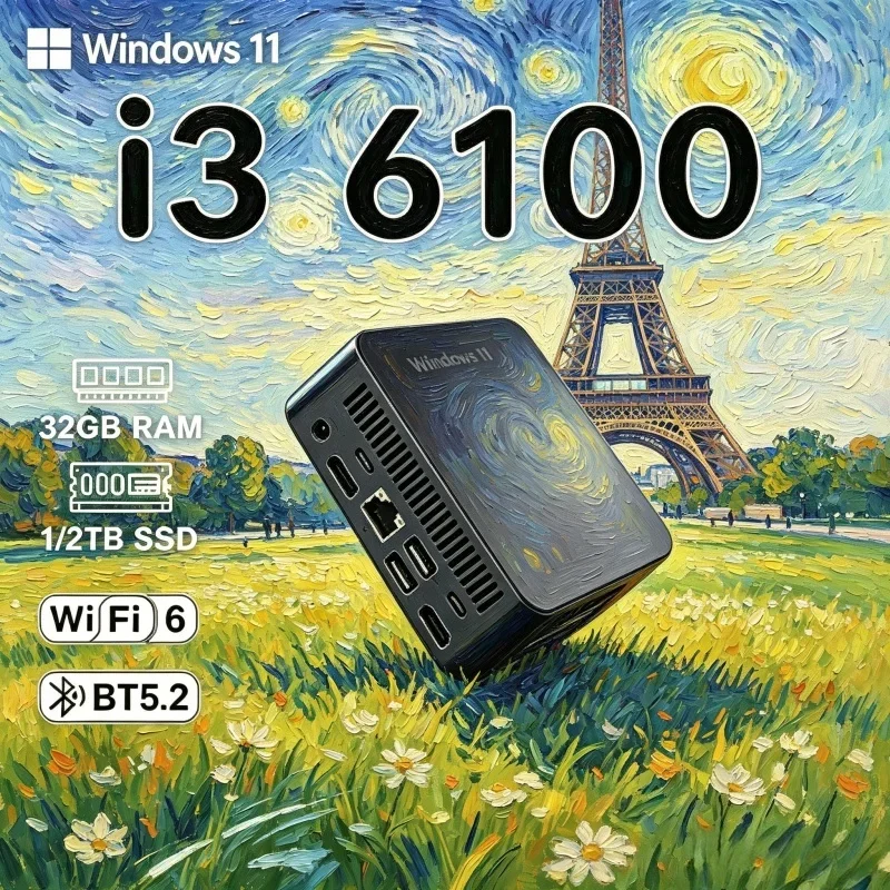 Dapper 2026 Compacted MINI PC Windows 11 Pro Core I3 6100 RAM 1TB SSD WIFI 6 BT5.2 4K HD Aristocratic Leisure Gaming Office
Dapper 2026 Compacted MINI PC Windows 11 Pro Core I3 6100 RAM 1TB SSD WIFI 6 BT5.2 4K HD Aristocratic Leisure Gaming Office