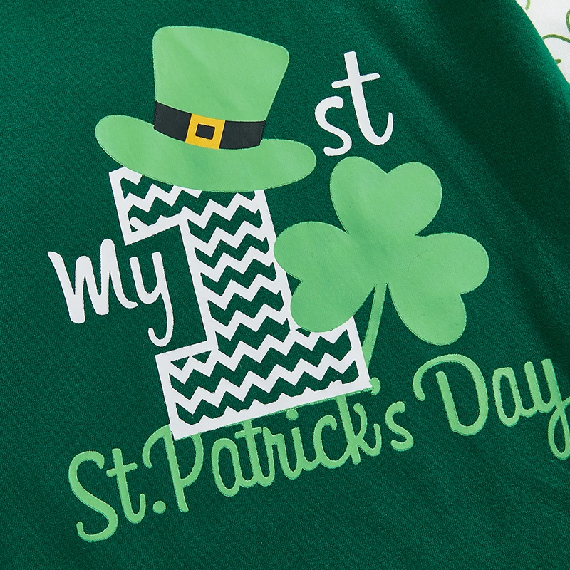 St Patrick s Day Green Clover Print with Matching Pants for Baby Boys Irish Letter Pattern Hooded Romper Set
St Patrick s Day Green Clover Print with Matching Pants for Baby Boys Irish Letter Pattern Hooded Romper Set