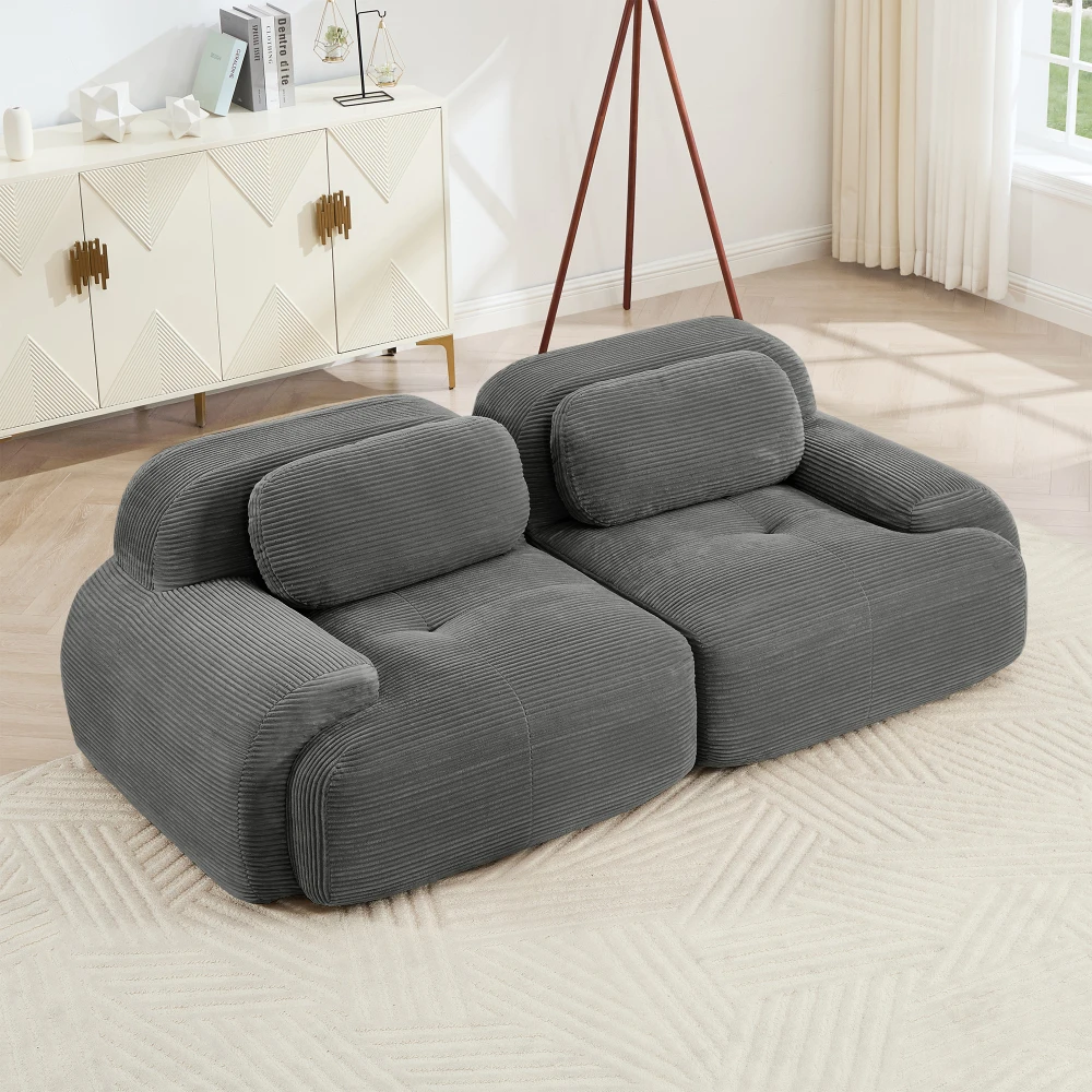 82'' Grey Modular Loveseat: Luxury Corduroy, Curved Armrests, Anti-slip, High-resilience Sponge
82'' Grey Modular Loveseat: Luxury Corduroy, Curved Armrests, Anti-slip, High-resilience Sponge