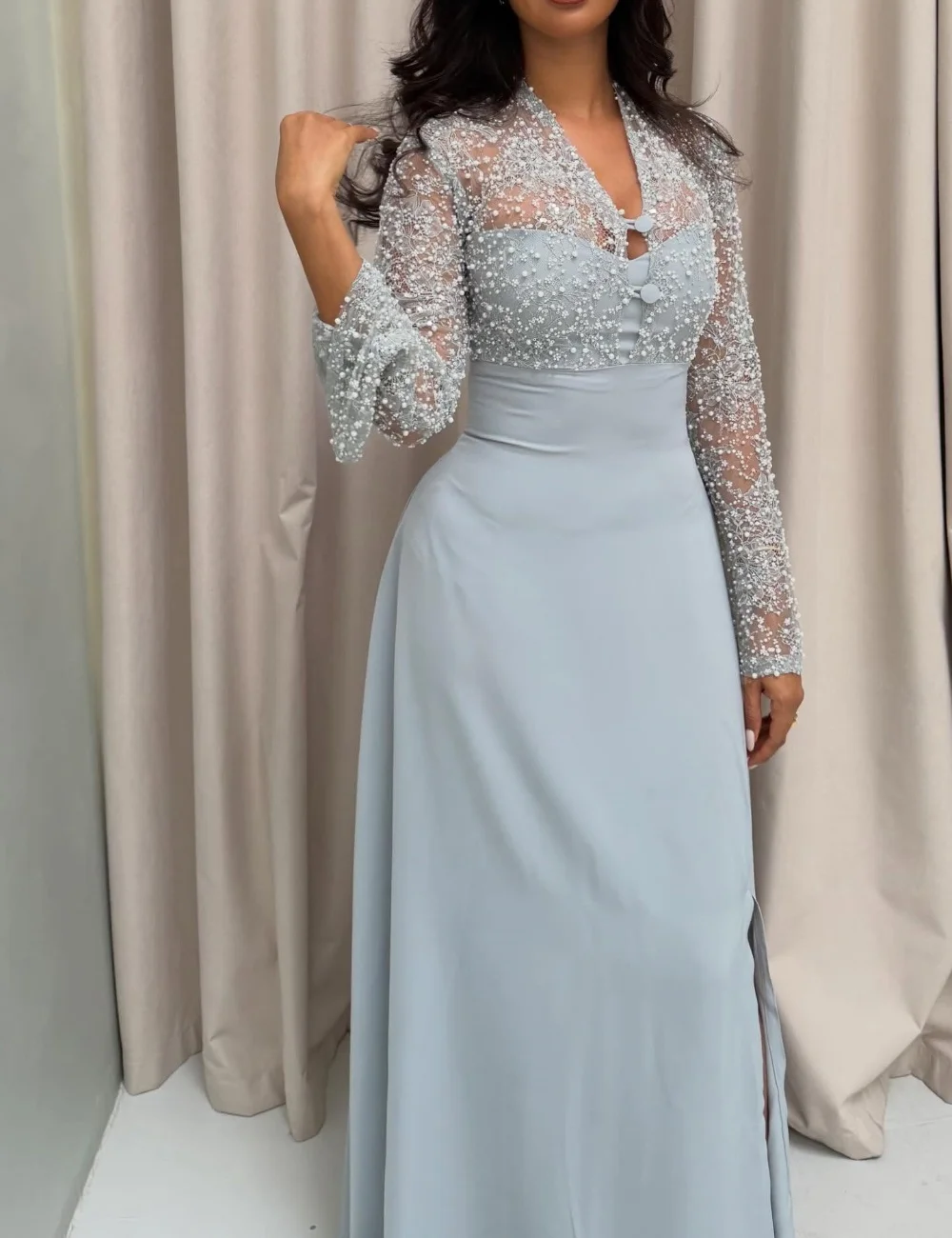 Customized Blue Sparkle Luxury Jersey Beading Sequined Button A-line V-neck Floor-Length Evening Dresses For Birthday Party
Customized Blue Sparkle Luxury Jersey Beading Sequined Button A-line V-neck Floor-Length Evening Dresses For Birthday Party