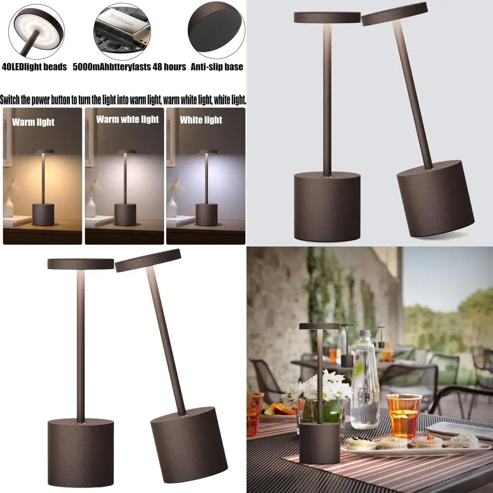 Двойные беспроводные светодиодные настольные лампы, аккумуляторная батарея емкостью 5000 мАч, 3-уровневая регулируемая лампа, портативная для домашнего и наружного использования (2 шт., 10 шт.
Двойные беспроводные светодиодные настольные лампы, аккумуляторная батарея емкостью 5000 мАч, 3-уровневая регулируемая лампа, портативная для домашнего и наружного использования (2 шт., 10 шт.