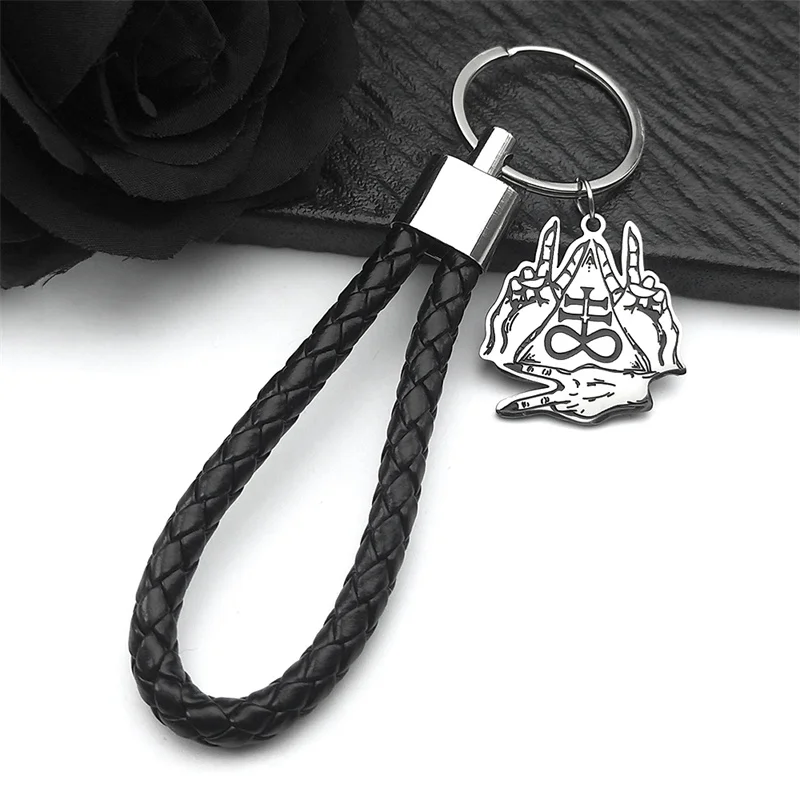 Satan Cross Devil Sign Language Key Chain for Men Women Black Stainless Steel Church of Satan Symbol Kolye Key Ring Jewelry
Satan Cross Devil Sign Language Key Chain for Men Women Black Stainless Steel Church of Satan Symbol Kolye Key Ring Jewelry