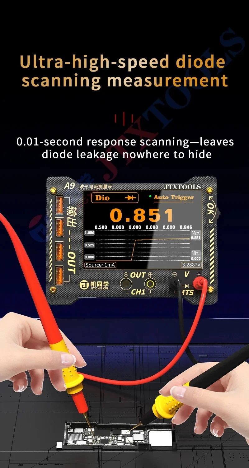 JTXTOOLS Waveform A9 Multifunction Measurement Meter, High-Precision Voltage Current Sampler with PC Screen Recording
JTXTOOLS Waveform A9 Multifunction Measurement Meter, High-Precision Voltage Current Sampler with PC Screen Recording