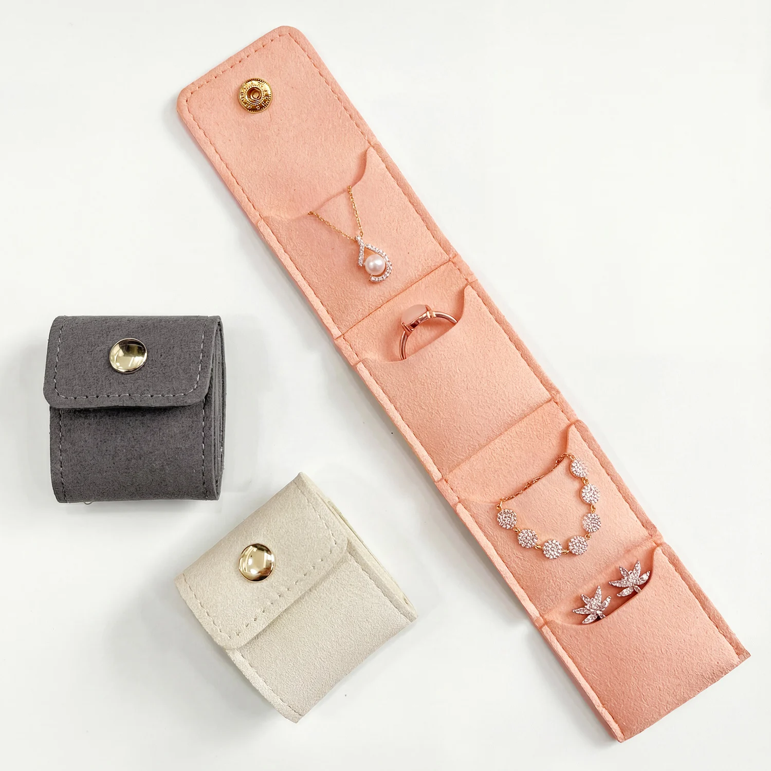 Stylish Mini Women's Earring and Necklace Storage Bag Microfiber Leather Foldable Portable Jewelry Bag, Travel Essential
Stylish Mini Women's Earring and Necklace Storage Bag Microfiber Leather Foldable Portable Jewelry Bag, Travel Essential
