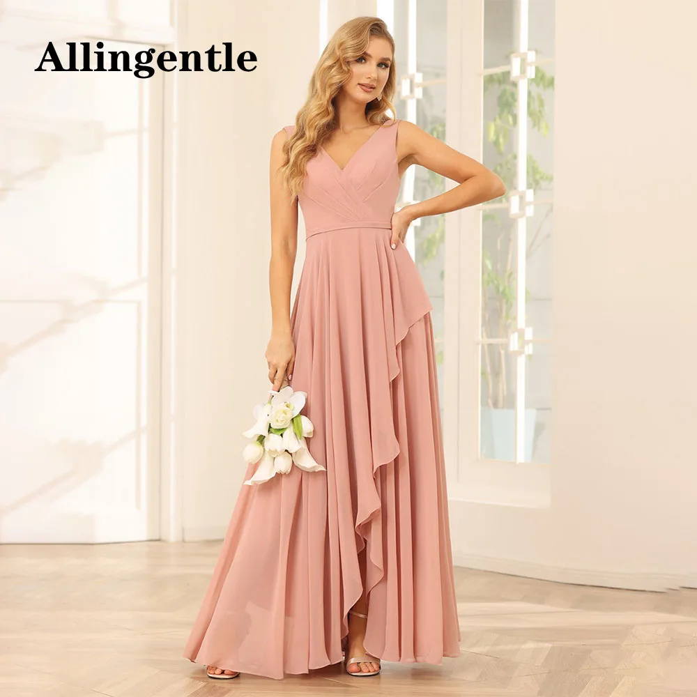 Allingentle A-Line Princess V-Neck Bridesmaid Dresses for Wedding with Slit Chiffon Asymmetrical Evening Party Dress Customized
Allingentle A-Line Princess V-Neck Bridesmaid Dresses for Wedding with Slit Chiffon Asymmetrical Evening Party Dress Customized