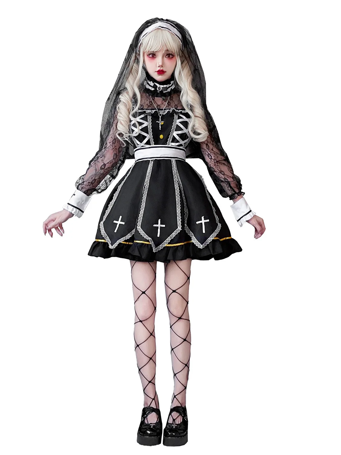 Halloween Costume Cross Nun Dress Gothic Ghost Skirt Carnival Performance Suit Dark Fantasy Women's Traditional Wear
Halloween Costume Cross Nun Dress Gothic Ghost Skirt Carnival Performance Suit Dark Fantasy Women's Traditional Wear