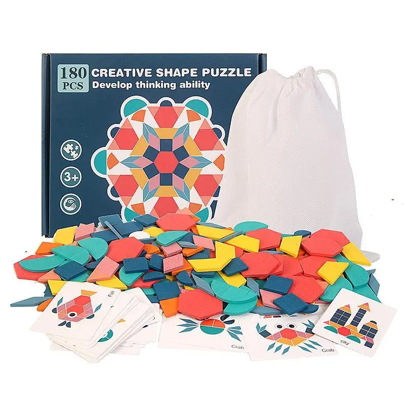 TongYueFun 180 Pcs Set Wooden 3D Puzzle Colorful Geometric Shape Tangram Jigsaw Kids Montessori Educational Toys Children Gifts
TongYueFun 180 Pcs Set Wooden 3D Puzzle Colorful Geometric Shape Tangram Jigsaw Kids Montessori Educational Toys Children Gifts