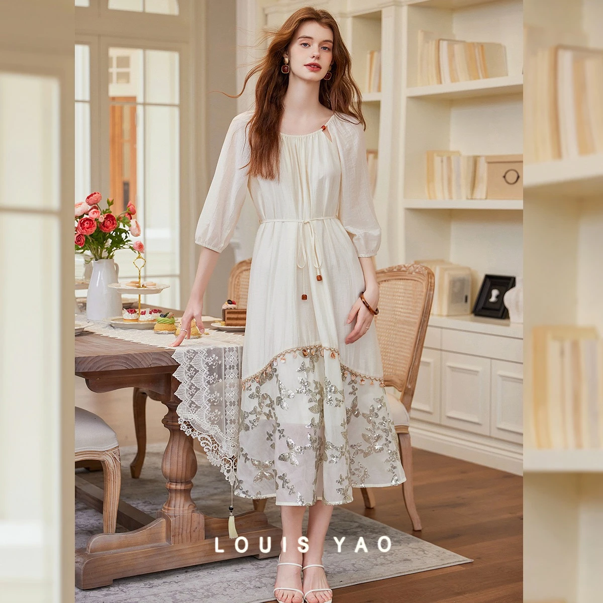 LOUIS YAO Plug Sleeve Pullover Embroidered Dress 2025 Summer Vintage No Stretch Long Lace Up Women's Dresses New
LOUIS YAO Plug Sleeve Pullover Embroidered Dress 2025 Summer Vintage No Stretch Long Lace Up Women's Dresses New