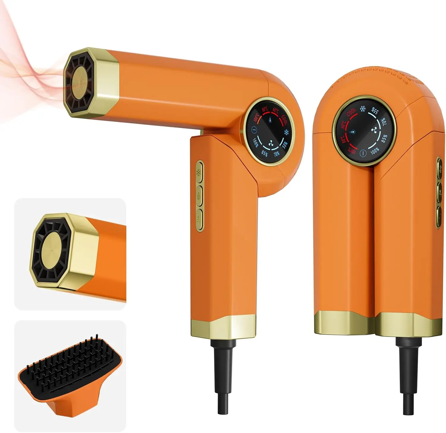High Speed Hair Dryer with Detachable Comb, 110K RPM Folding Fast-Dry, 300M Negative Ions, LED Display, Portable & Nourishing
High Speed Hair Dryer with Detachable Comb, 110K RPM Folding Fast-Dry, 300M Negative Ions, LED Display, Portable & Nourishing