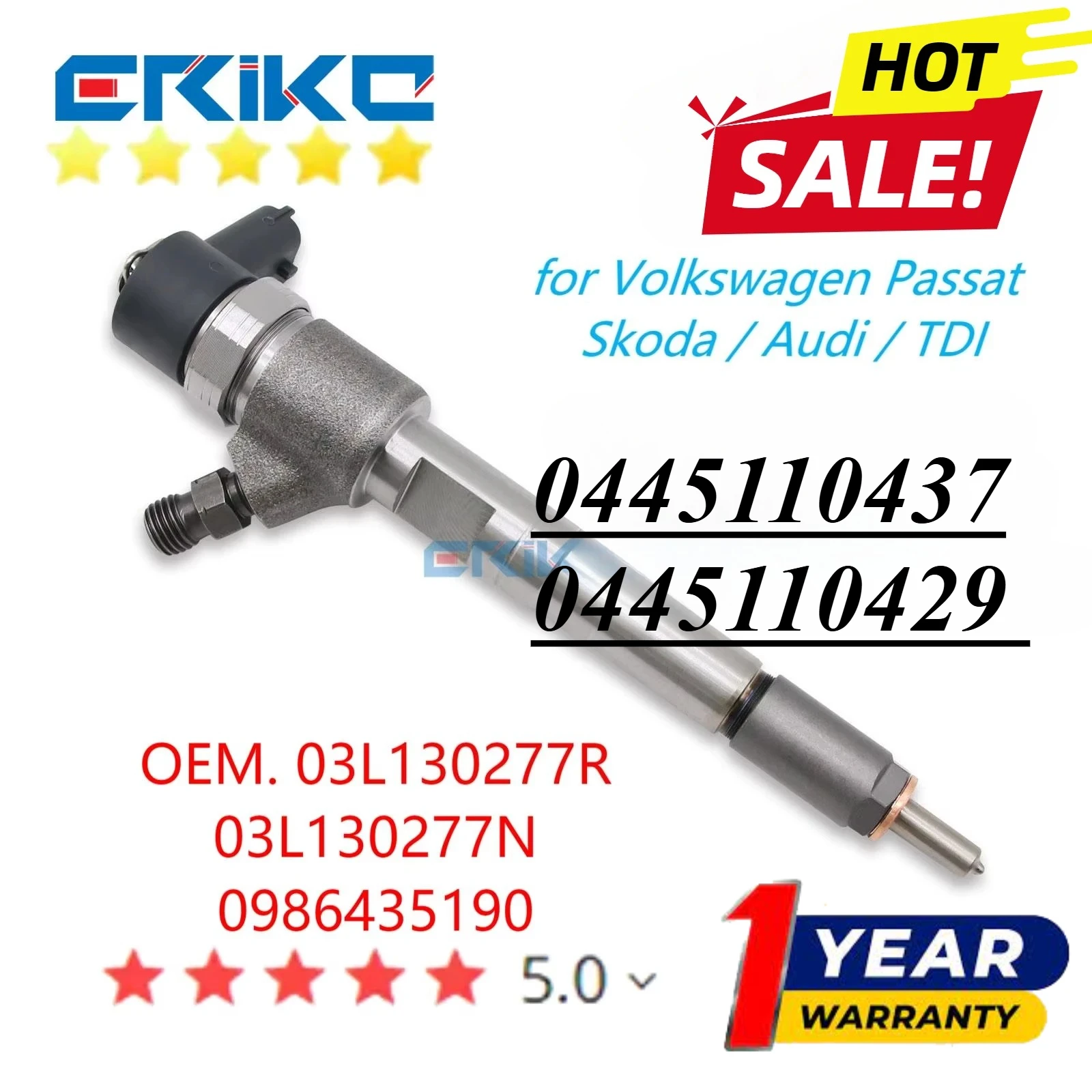 0445110437 0445110429 New Common Rail Injector 03L130277N Auto Pump Part for Volkswagen Passat Audi Seat Skoda 0986435190
0445110437 0445110429 New Common Rail Injector 03L130277N Auto Pump Part for Volkswagen Passat Audi Seat Skoda 0986435190