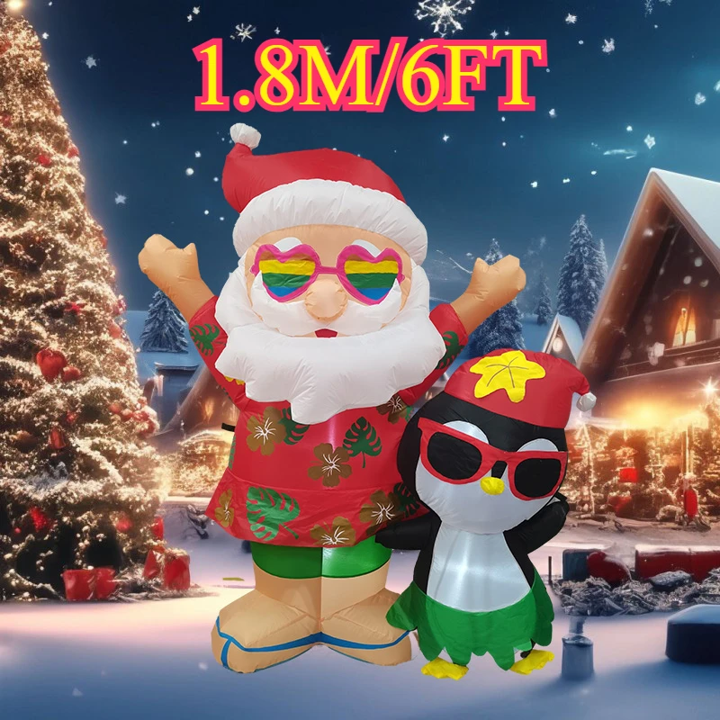 Inflatable Toys 1.8M/6FT Christmas Decorations Hawaii Santa with Penguin with LEDs Model Party Prop Xmas Holiday Decor Ornaments
Inflatable Toys 1.8M/6FT Christmas Decorations Hawaii Santa with Penguin with LEDs Model Party Prop Xmas Holiday Decor Ornaments