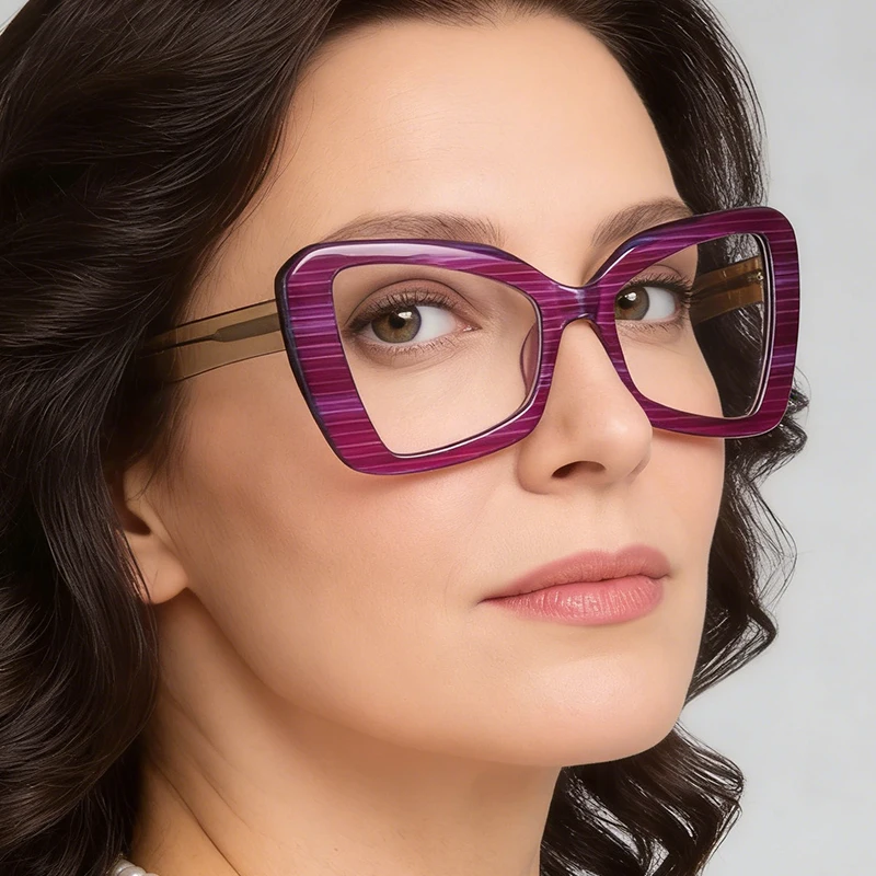 Очки больших размеров из ацетата, женские, высококачественные, ручной работы, с защитой от синего света, для компьютера, с фиолетовыми полосками
Очки больших размеров из ацетата, женские, высококачественные, ручной работы, с защитой от синего света, для компьютера, с фиолетовыми полосками