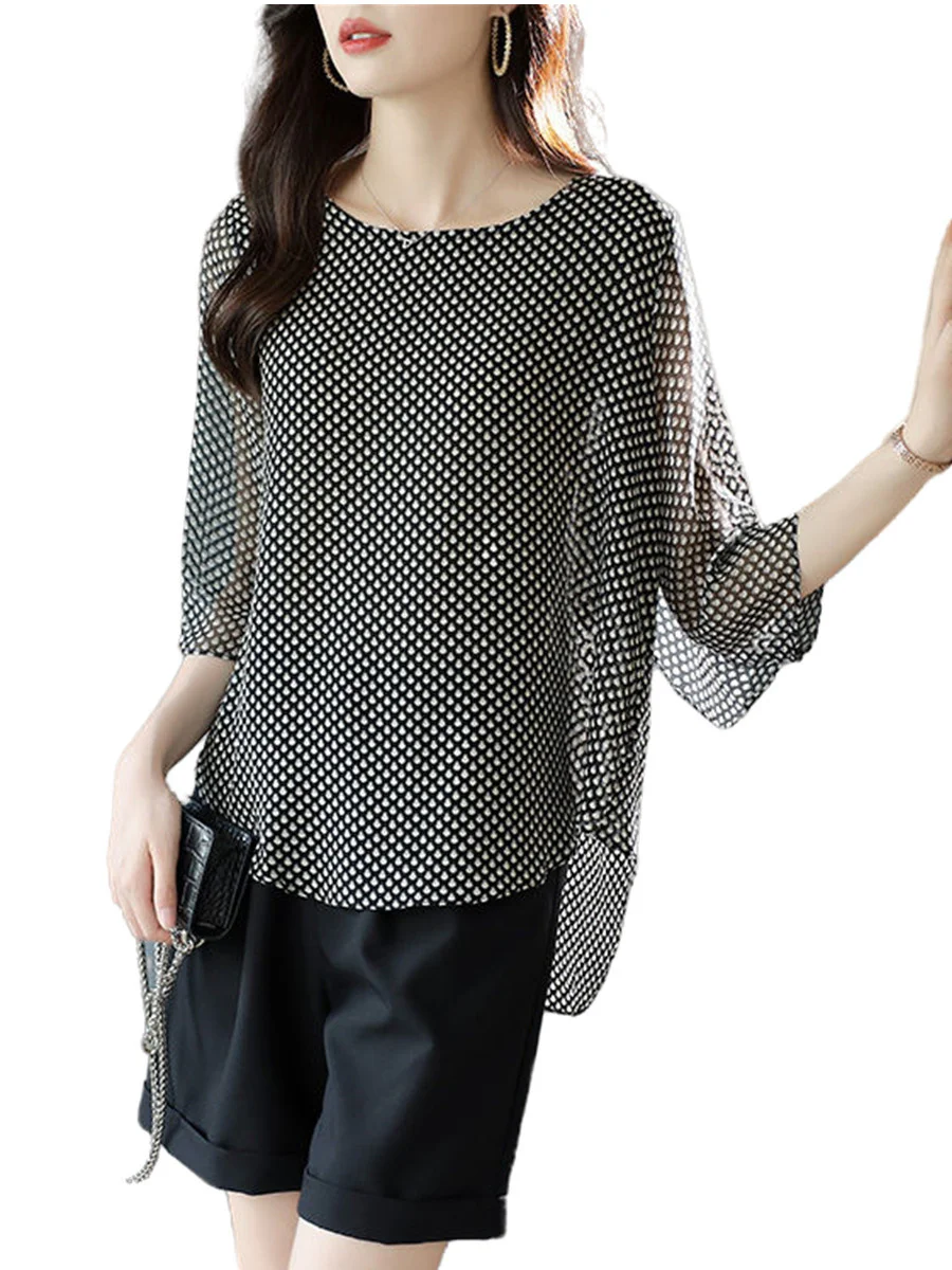 4XL Women Summer Spring Blouses Shirts Lady Fashion Casual Short Sleeve O-Neck Collar Polka Dots Printing Blusas Tops G2471
4XL Women Summer Spring Blouses Shirts Lady Fashion Casual Short Sleeve O-Neck Collar Polka Dots Printing Blusas Tops G2471