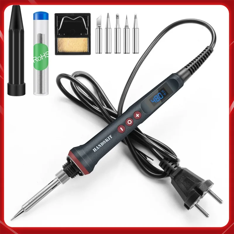 Handskit 90W Digital Electrical Soldering Iron Kit Thermal Control Soldering Iron with 4 Wire Core and 5 Tip Welding Tools EU US
Handskit 90W Digital Electrical Soldering Iron Kit Thermal Control Soldering Iron with 4 Wire Core and 5 Tip Welding Tools EU US