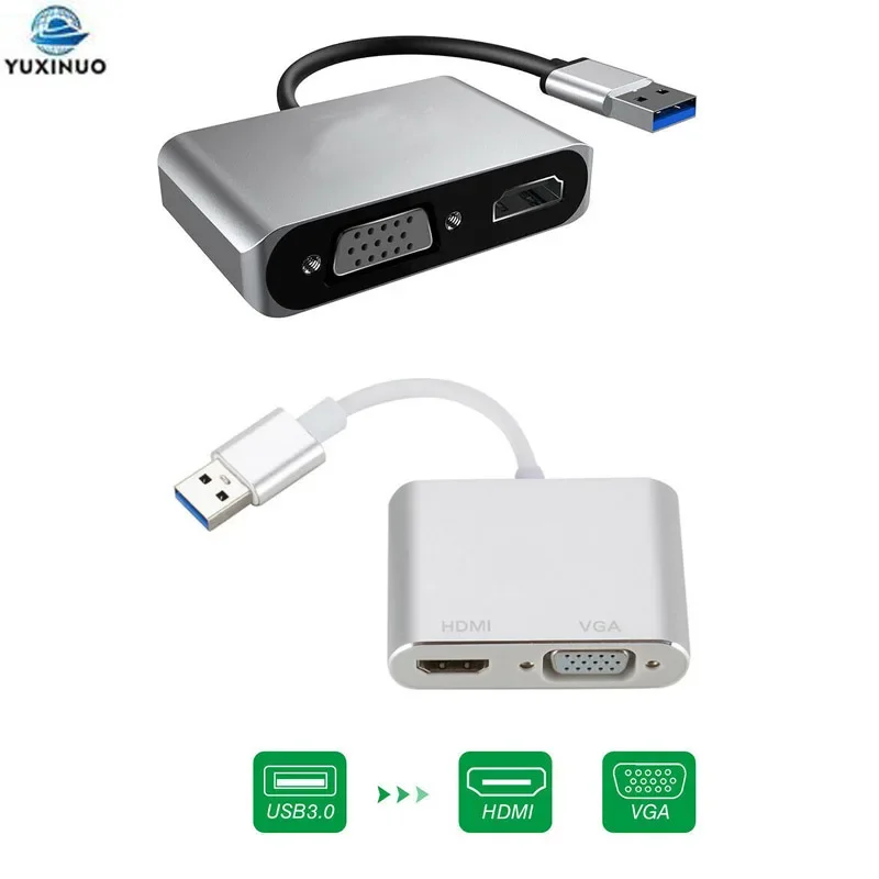 New 2in1 USB 3.0 to HDMI-compatible VGA Adapter 4K HD Multi-Display USB to HDMI-compatible Converter for Windows 7/8/10 OS
New 2in1 USB 3.0 to HDMI-compatible VGA Adapter 4K HD Multi-Display USB to HDMI-compatible Converter for Windows 7/8/10 OS