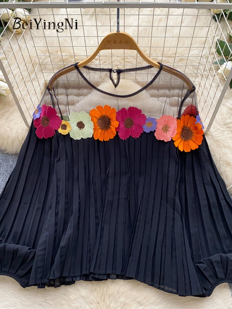 Beiyingni 2026 Casual Fashion Women's Blouses 3D Flowers Pleated Loose Female Shirts Chic Commute Mesh White Vintage Tops Summer
Beiyingni 2026 Casual Fashion Women's Blouses 3D Flowers Pleated Loose Female Shirts Chic Commute Mesh White Vintage Tops Summer