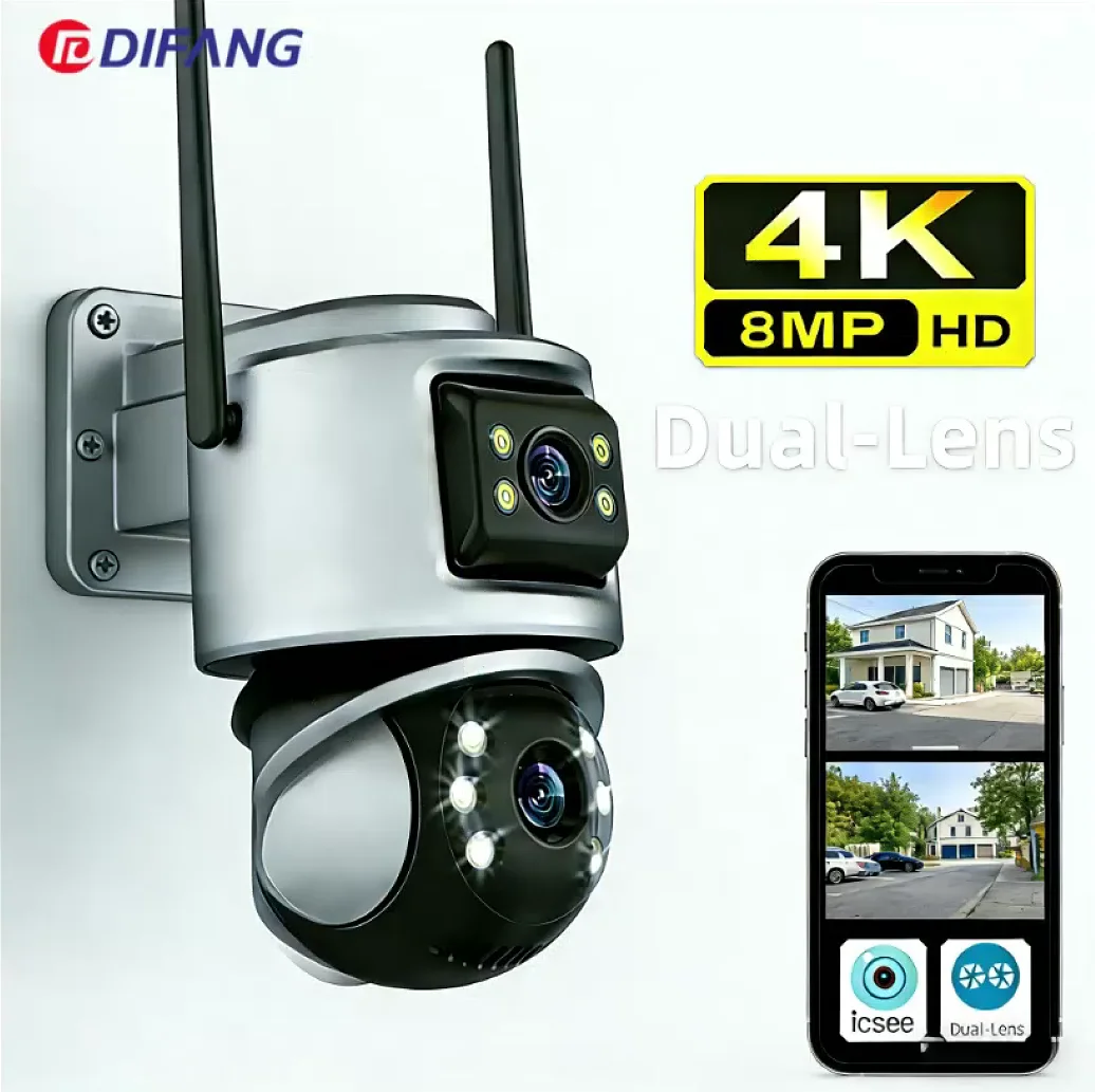 Новая уличная Wi-Fi камера Icsee 8MP 4K Ultra HD с двумя объективами и двумя экранами, IP-камера с ИИ-обнаружением человека для видеонаблюдения
Новая уличная Wi-Fi камера Icsee 8MP 4K Ultra HD с двумя объективами и двумя экранами, IP-камера с ИИ-обнаружением человека для видеонаблюдения