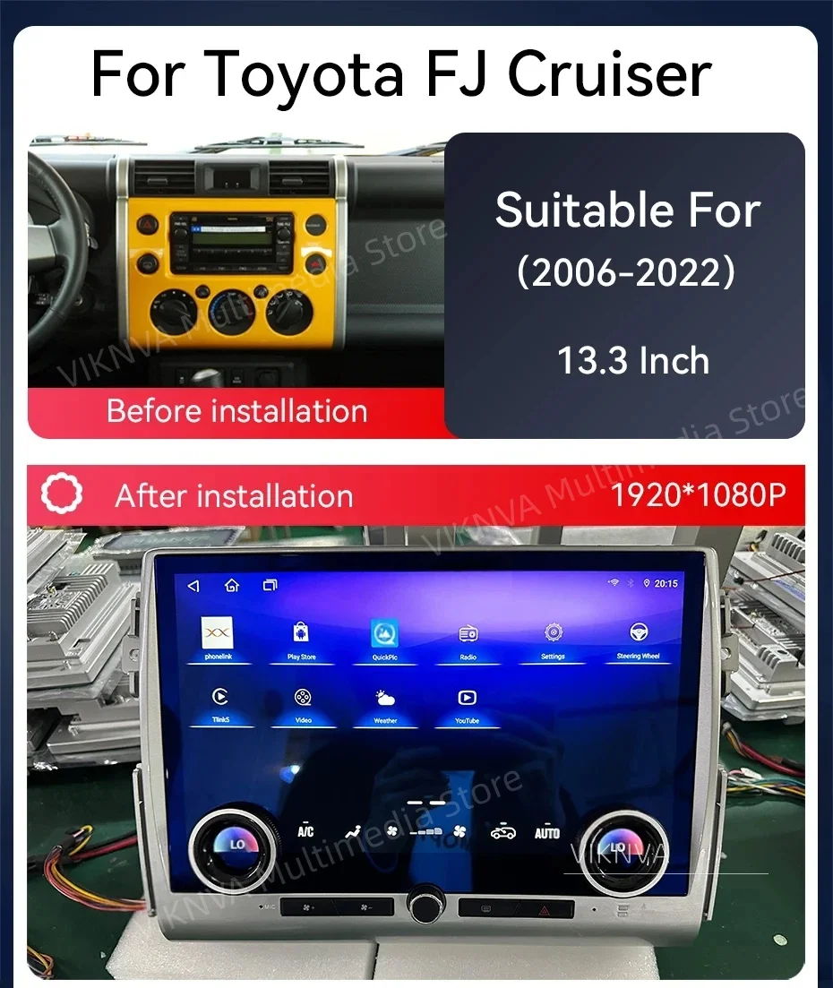 Автомобильная навигационная система для Toyota Land Cruiser FJ 2004-2024, 13.3 дюйма, разрешение 2K, QCM6125, 8-ядерный процессор, 8+256 ГБ
Автомобильная навигационная система для Toyota Land Cruiser FJ 2004-2024, 13.3 дюйма, разрешение 2K, QCM6125, 8-ядерный процессор, 8+256 ГБ