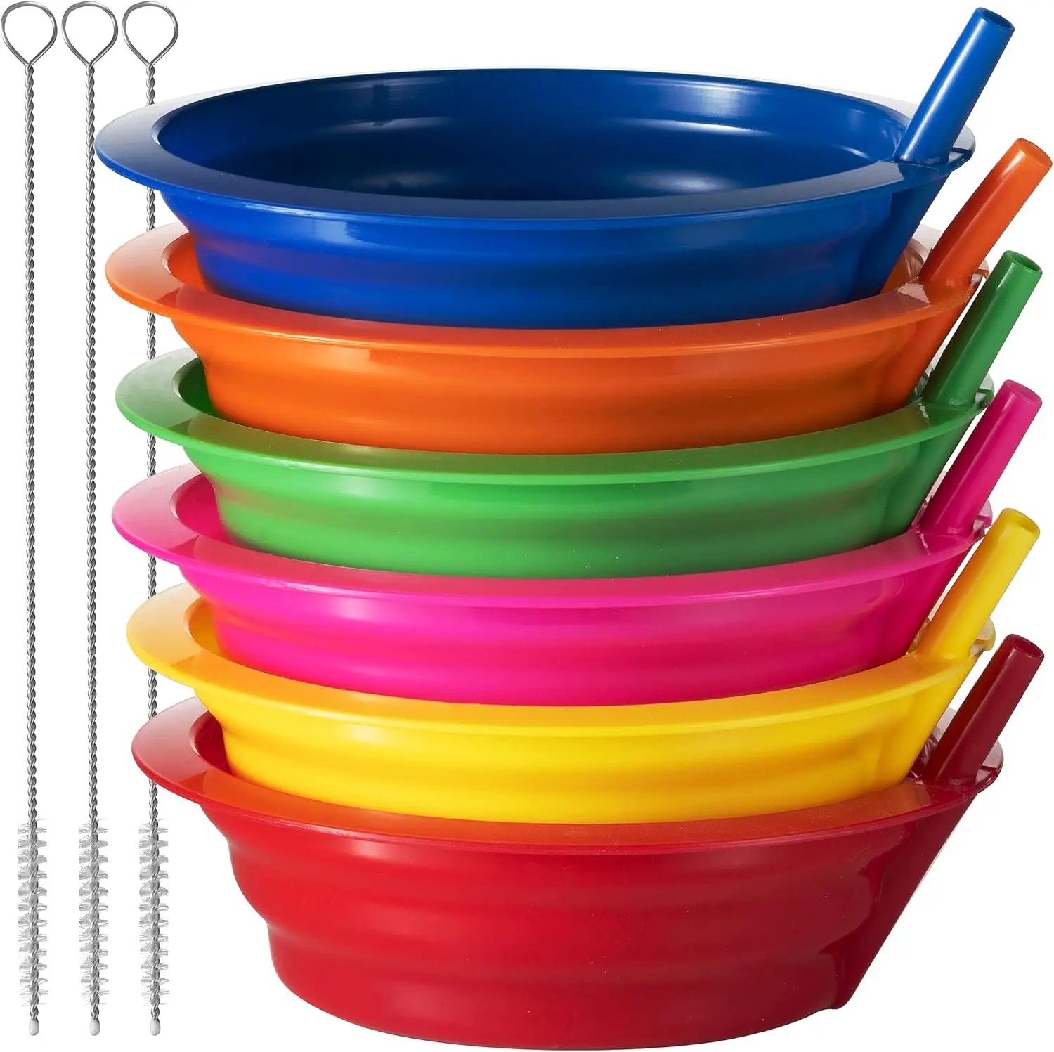 6-Piece Cereal Bowls with Straws for Kids, 20-Ounce Reusable Plastic Bowls, Dishwasher and Microwave Safe, Includes 3 Cleaning
6-Piece Cereal Bowls with Straws for Kids, 20-Ounce Reusable Plastic Bowls, Dishwasher and Microwave Safe, Includes 3 Cleaning