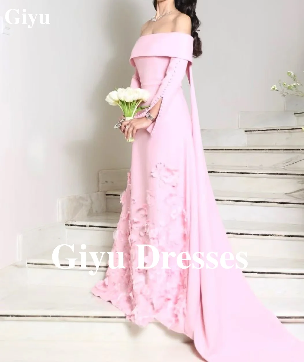 Giyu Pink Sheath Satin Evening Women's Long Sleeve Buttoned Shawl Floor 3D Applique Long Formal Party Dresses Prom Dresses
Giyu Pink Sheath Satin Evening Women's Long Sleeve Buttoned Shawl Floor 3D Applique Long Formal Party Dresses Prom Dresses