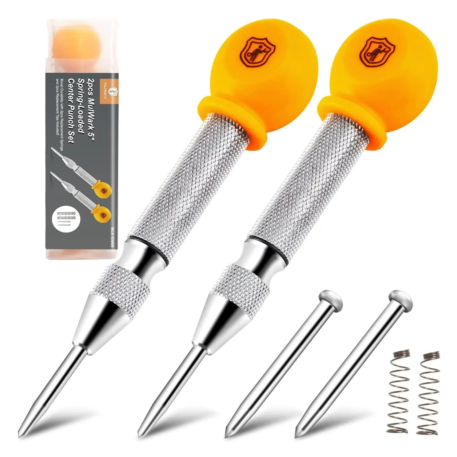 5'' Automatic Center Punch Set - Spring Loaded for Metal, Wood, Plastic, Car Window Breaker, 2 Packs with Case
5'' Automatic Center Punch Set - Spring Loaded for Metal, Wood, Plastic, Car Window Breaker, 2 Packs with Case