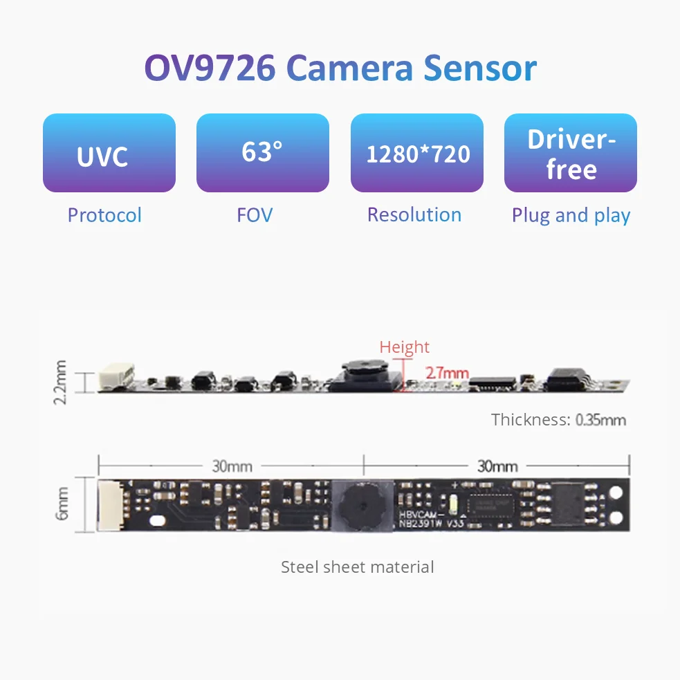OV9726 USB Camera 63 Degree 720P 1mp camera module Driver-free standard UVC protocol Support OTG Win10 Android Linux Mas OS
OV9726 USB Camera 63 Degree 720P 1mp camera module Driver-free standard UVC protocol Support OTG Win10 Android Linux Mas OS