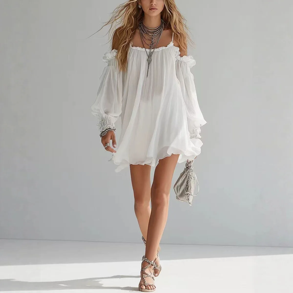 2026 summer new elegant suspender bohemian off-the-shoulder mini dress
2026 summer new elegant suspender bohemian off-the-shoulder mini dress