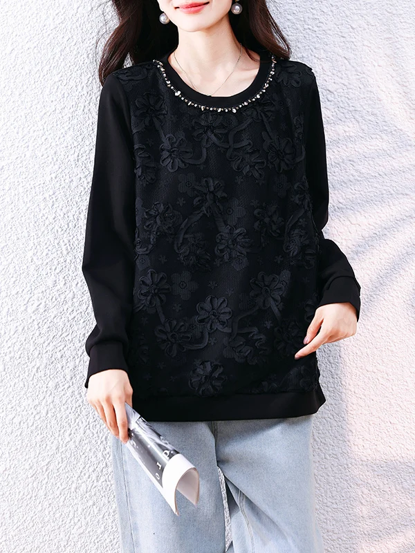 Faionable Bla Кружевной круглый свитшот Ne Женский весенне-осенний повседневный универсальный топ больших размеров с тяжелыми украшениями
Faionable Bla Кружевной круглый свитшот Ne Женский весенне-осенний повседневный универсальный топ больших размеров с тяжелыми украшениями