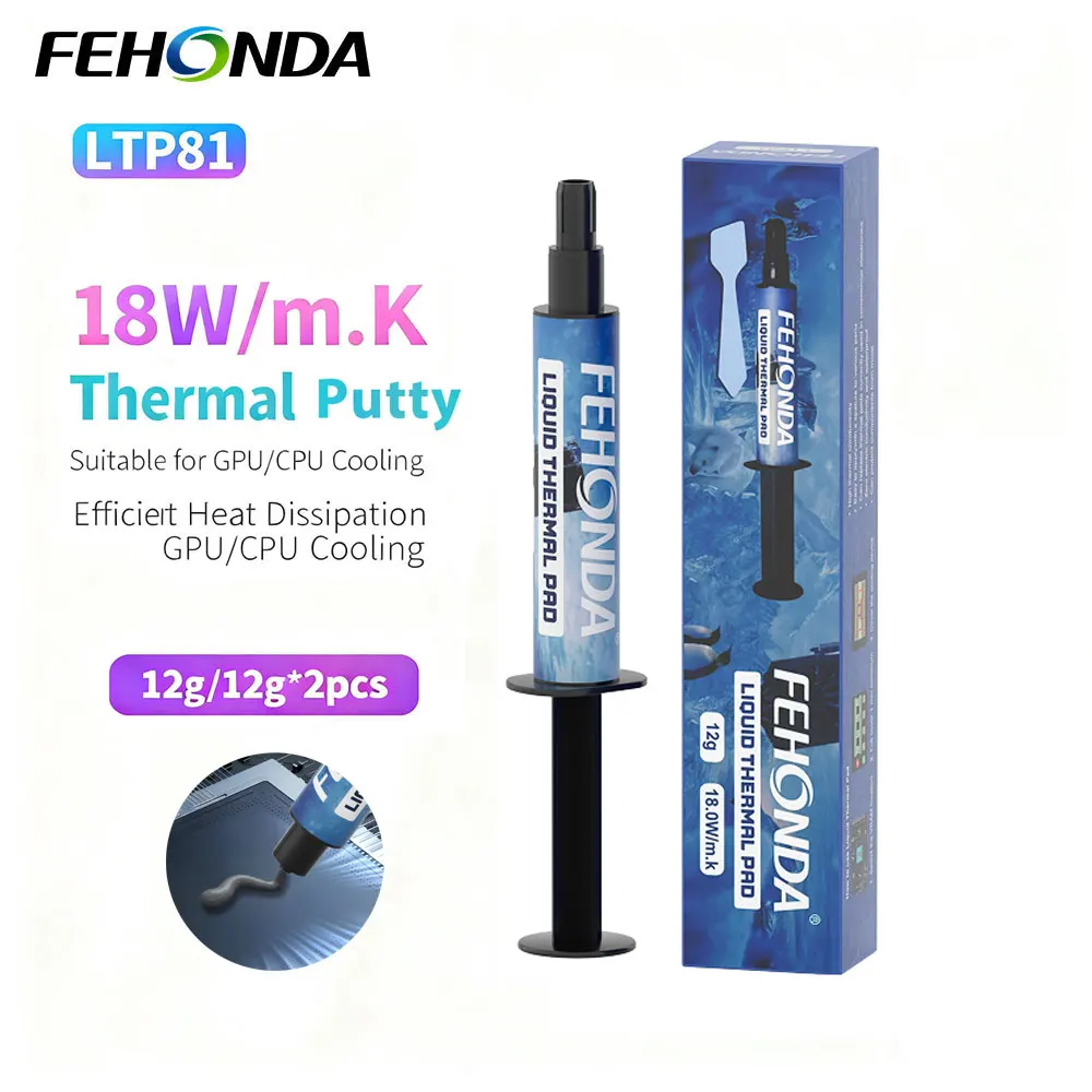 FEHONDA Thermal Putty 18W/m.K High Thermal Conductive Gel for CPU GPU Heat Dissipation Paste Thermal Interface Material for PS4
FEHONDA Thermal Putty 18W/m.K High Thermal Conductive Gel for CPU GPU Heat Dissipation Paste Thermal Interface Material for PS4