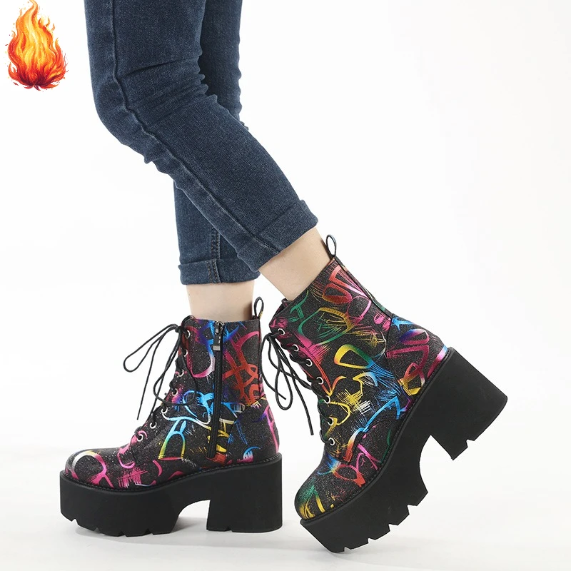 Autumn Winter New Women Ankle Boots Fashion Color Stripes Round Toe Plush Short Boots Zipper Coarse Heel Casual Platform Shoes
Autumn Winter New Women Ankle Boots Fashion Color Stripes Round Toe Plush Short Boots Zipper Coarse Heel Casual Platform Shoes