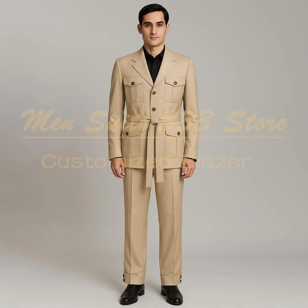High Quality Men's Suits Customized Slim Fit Blazer Elegant Single Breasted 2 Piece Jacket Pants Luxury Safari Clothing
High Quality Men's Suits Customized Slim Fit Blazer Elegant Single Breasted 2 Piece Jacket Pants Luxury Safari Clothing
